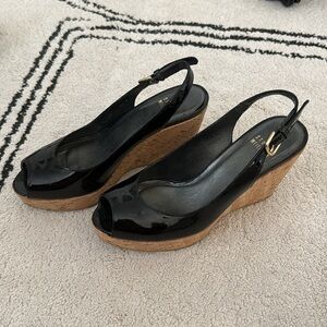 Stuart Weitzman Black Patent Leather Wedges